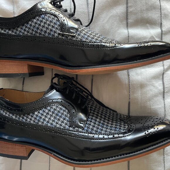 Gino Vitale Houndstooth Wingtip Derby Shoes Size 11 - Picture 2 of 6